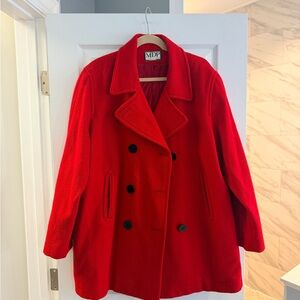 MDP Women's Red Double-Breasted Pea Coat